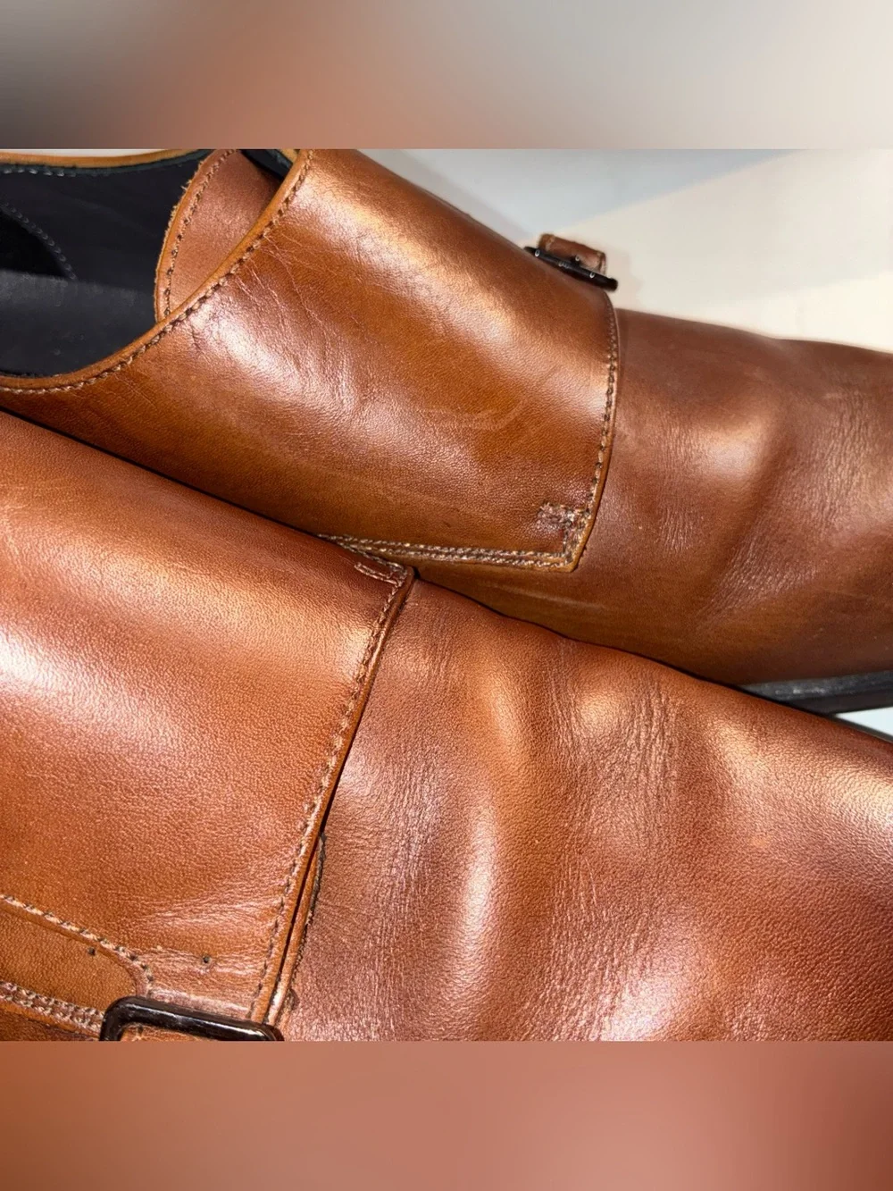 Nordstrom Men's Tan Leather Single Monk Strap Slip-On Loafers